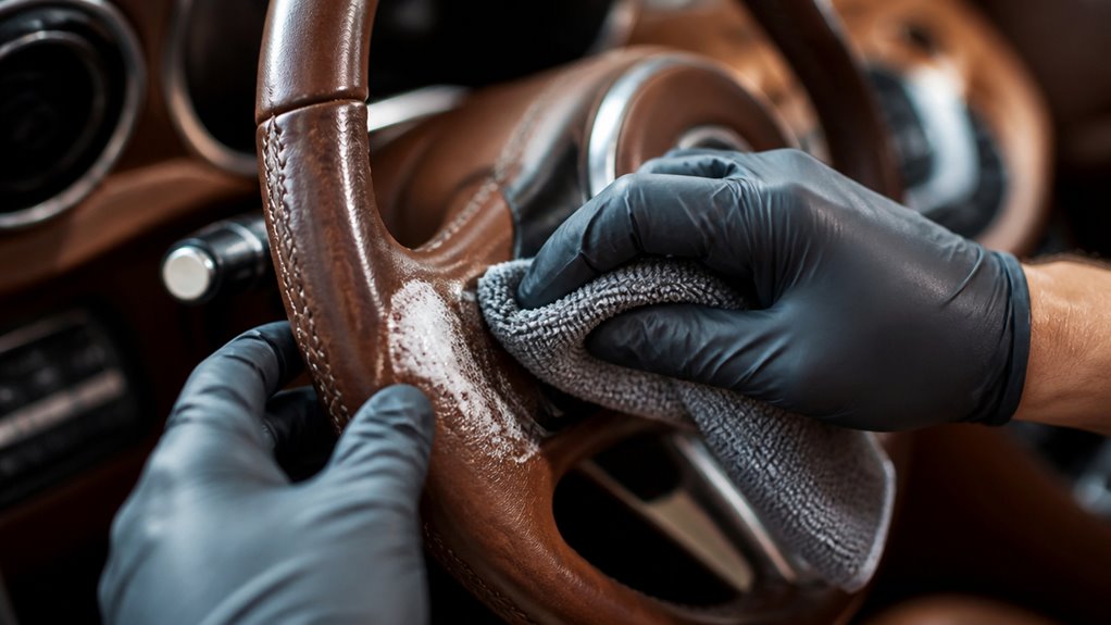 gentle leather steering wheel cleaning