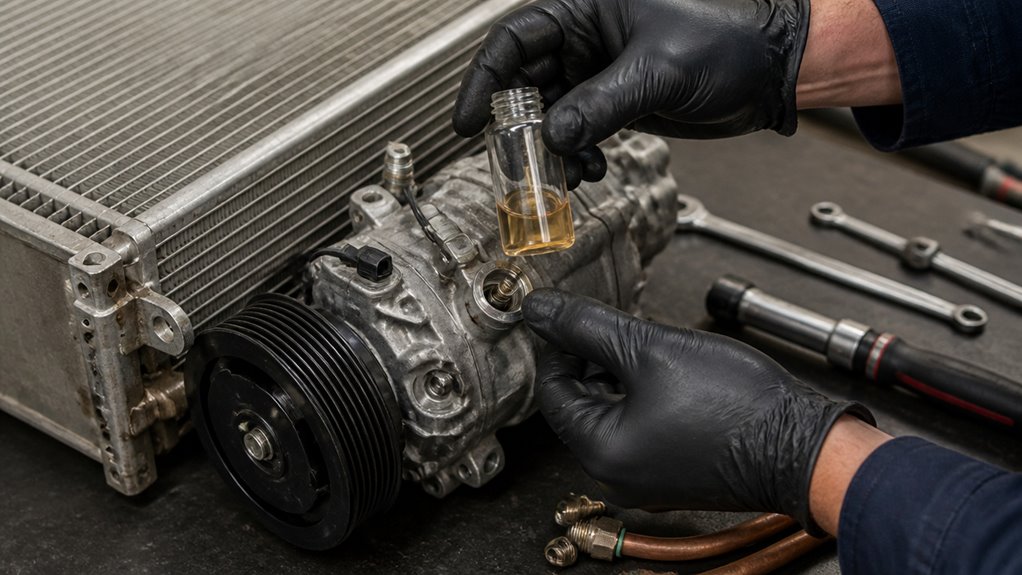 add pag oil when replacing condenser